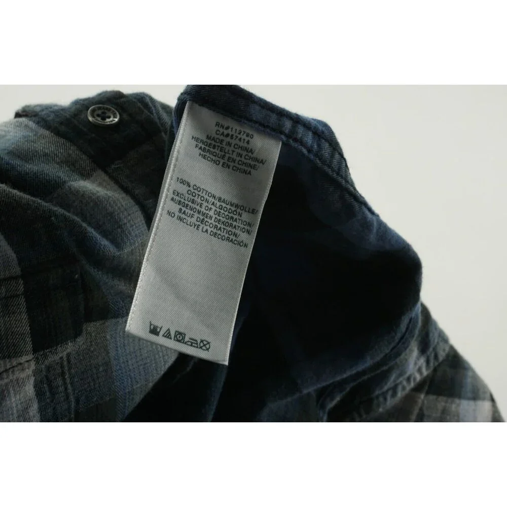 True Religion Men's Large Slim Long Sleeve Dip Dye Ombre Flannel Button Up Shirt